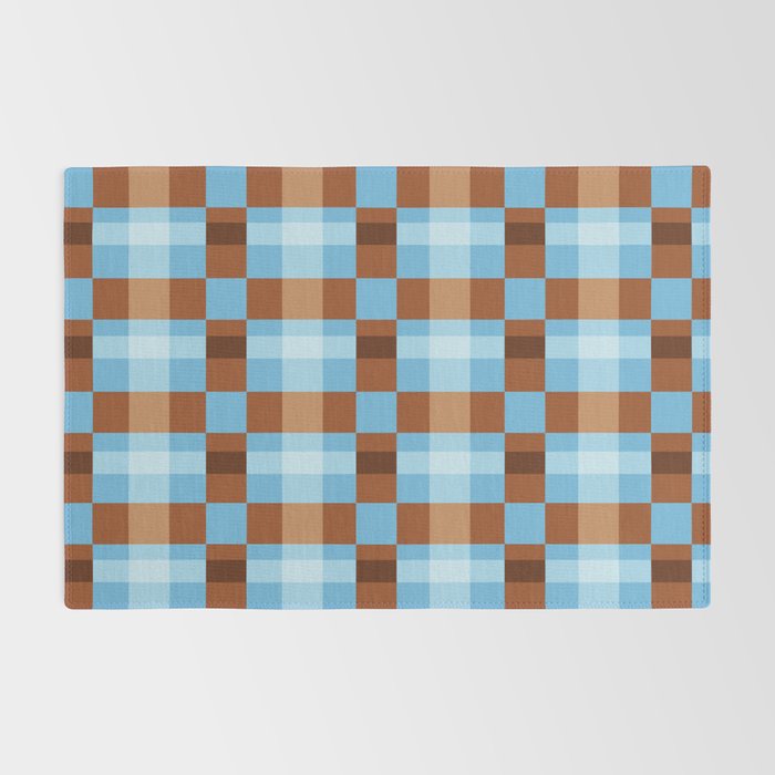 Checker Plaid - blue brown Rug Gallery Image 2