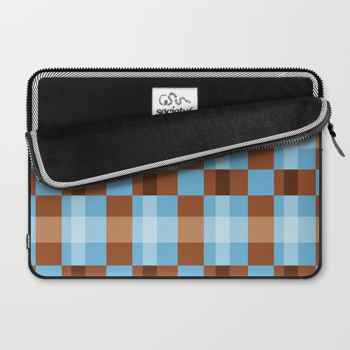 Checker Plaid - blue brown Laptop Sleeve Gallery Image 2