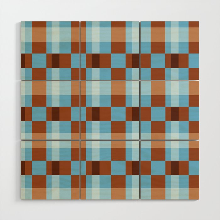 Checker Plaid - blue brown Wood Wall Art Gallery Image 1