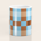 Checker Plaid - blue brown Coffee Mug Gallery Image 4