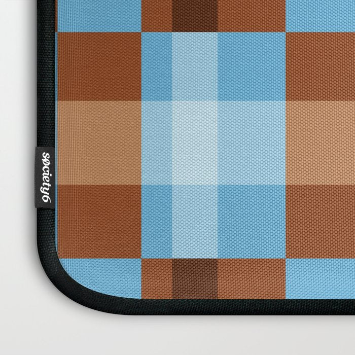 Checker Plaid - blue brown Laptop Sleeve Gallery Image 3