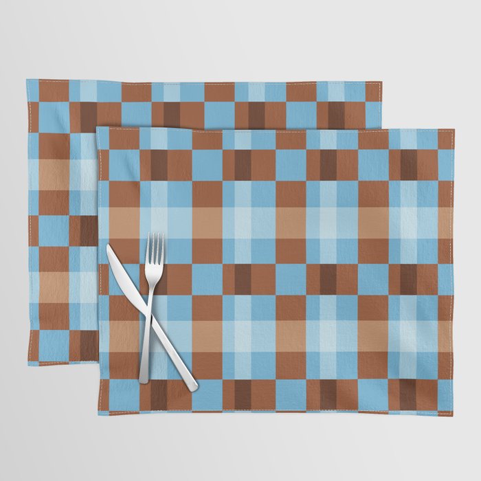 Checker Plaid - blue brown Placemat Gallery Image 1