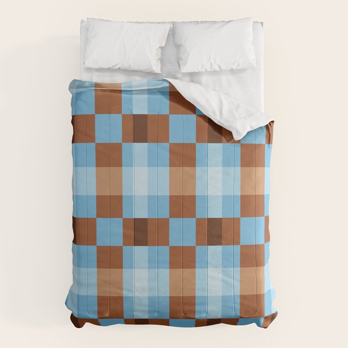 Checker Plaid - blue brown Comforter Gallery Image 1