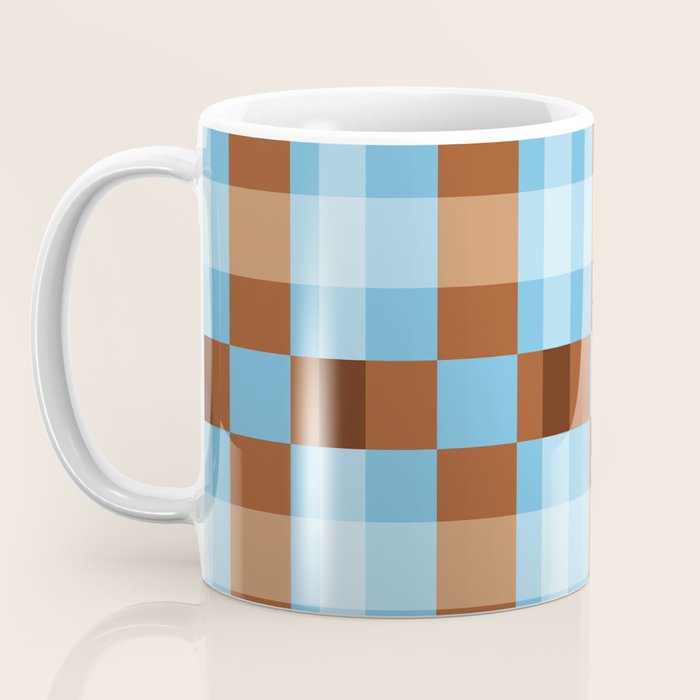 Checker Plaid - blue brown Coffee Mug Gallery Image 3