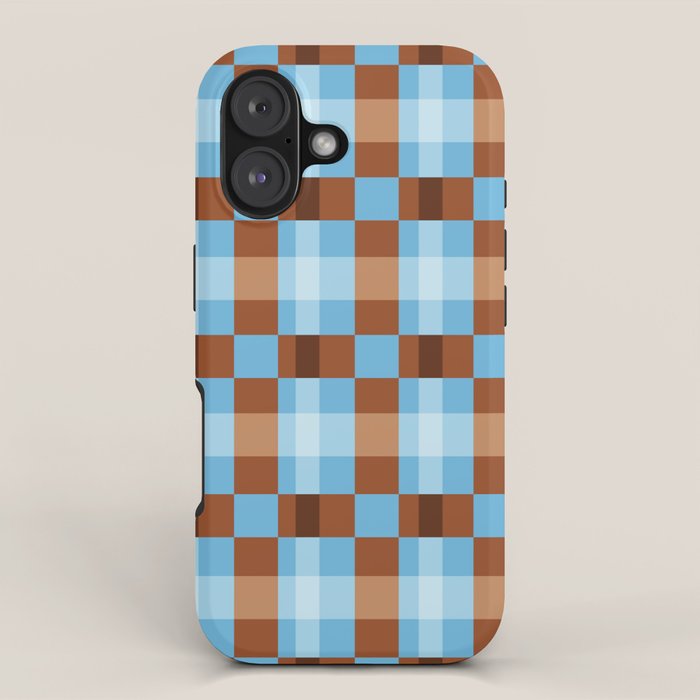 Checker Plaid - blue brown iPhone Case Gallery Image 1