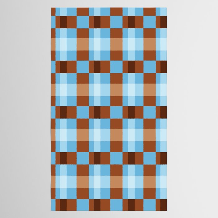 Checker Plaid - blue brown Tablecloth Gallery Image 2