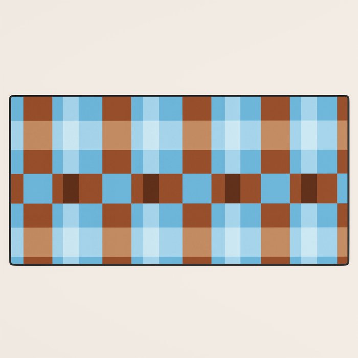 Checker Plaid - blue brown Desk Mat Gallery Image 3