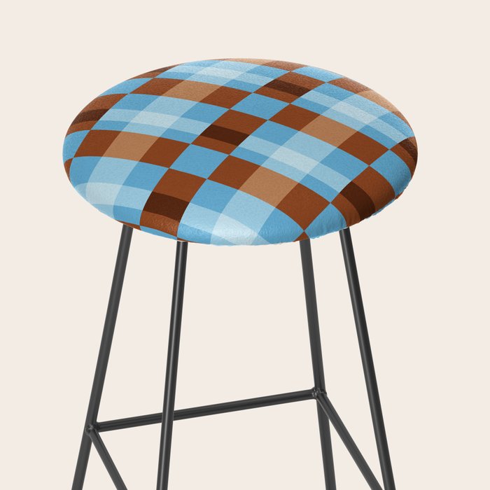 Checker Plaid - blue brown Stool Gallery Image 2