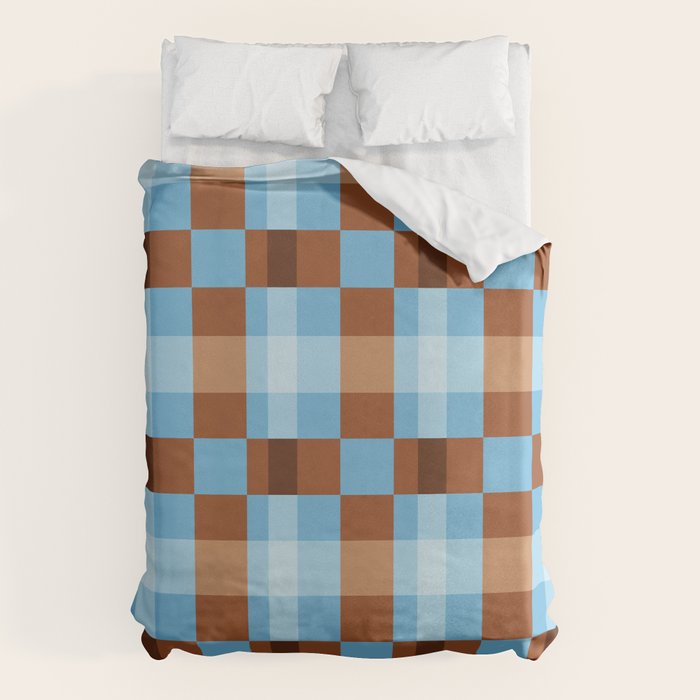 Checker Plaid - blue brown Duvet Cover Gallery Image 6