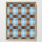 Checker Plaid - blue brown Serving Tray Gallery Image 1