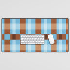 Checker Plaid - blue brown Desk Mat Gallery Image 1