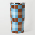 Checker Plaid - blue brown Travel Mug Gallery Image 1