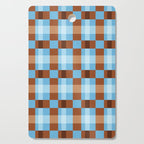 Checker Plaid - blue brown Cutting Board Gallery Image 1
