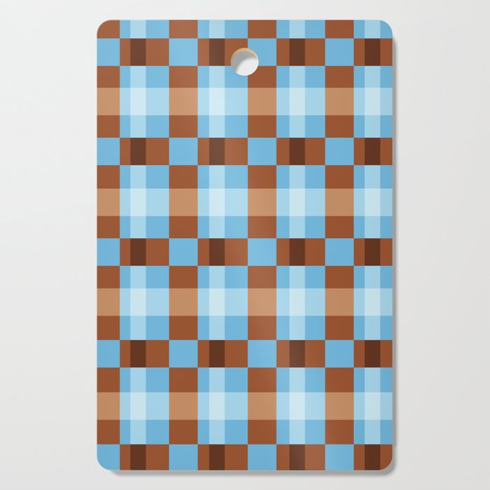 Checker Plaid - blue brown Cutting Board Gallery Image 1