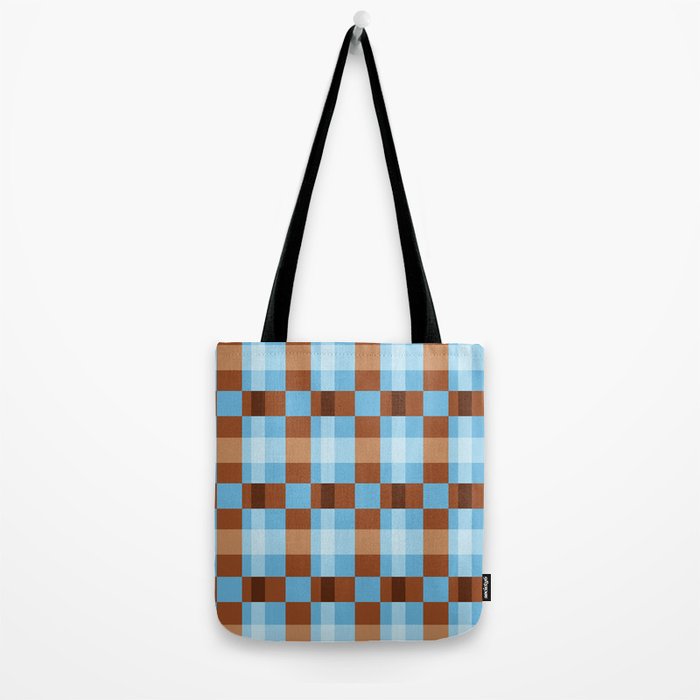 Checker Plaid - blue brown Tote Bag Gallery Image 2