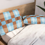 Checker Plaid - blue brown Pillow Sham Gallery Image 2