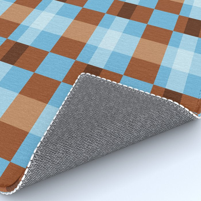 Checker Plaid - blue brown Rug Gallery Image 4