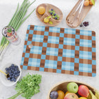 Checker Plaid - blue brown Cutting Board Gallery Image 2