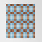 Checker Plaid - blue brown Throw Blanket Gallery Image 2