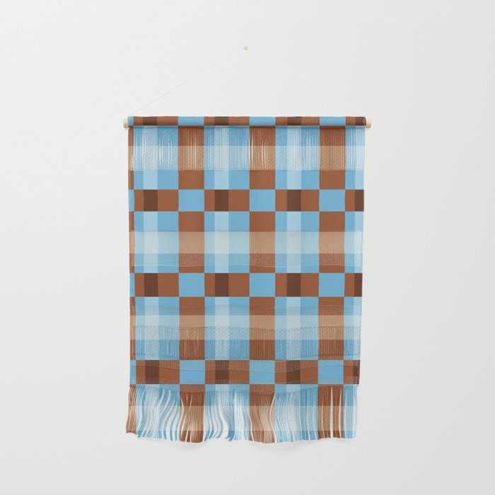 Checker Plaid - blue brown Wall Hanging Gallery Image 1