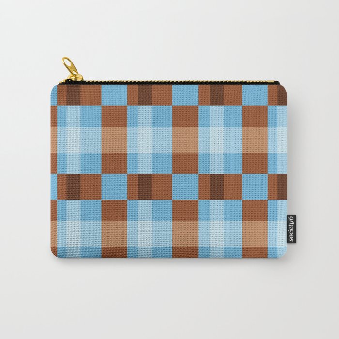 Checker Plaid - blue brown Carry All Pouch Gallery Image 1