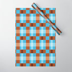 Checker Plaid - blue brown Wrapping Paper Gallery Image 1