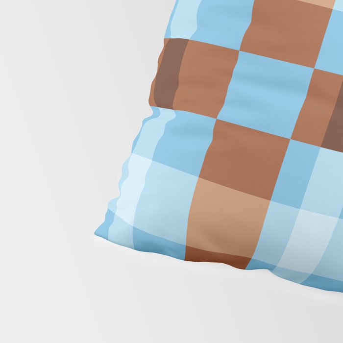 Checker Plaid - blue brown Pillow Sham Gallery Image 4