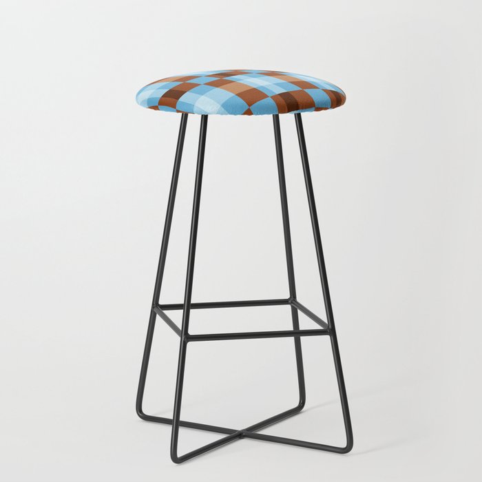 Checker Plaid - blue brown Stool Gallery Image 1