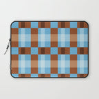 Checker Plaid - blue brown Laptop Sleeve Gallery Image 1