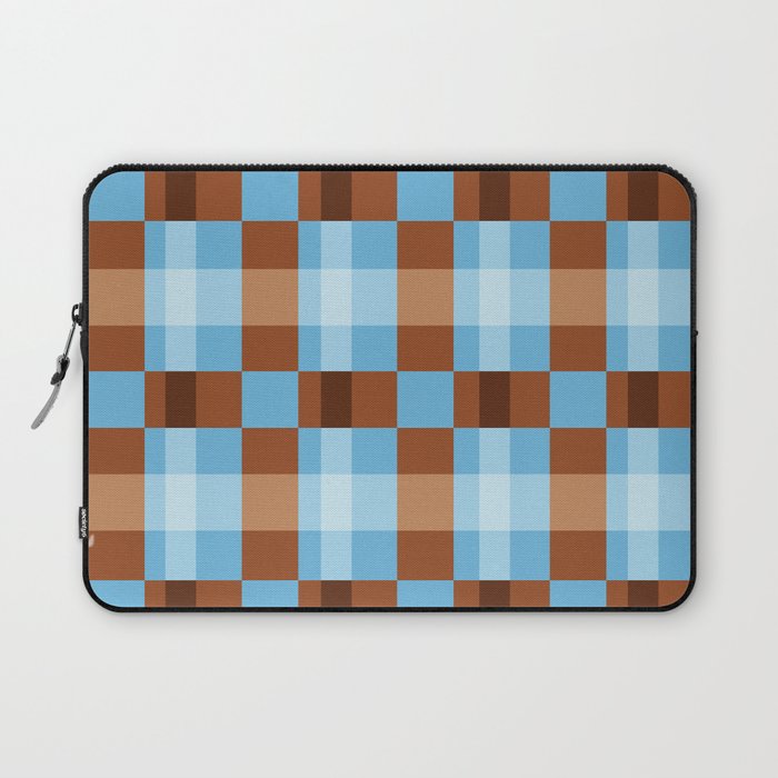 Checker Plaid - blue brown Laptop Sleeve Gallery Image 1