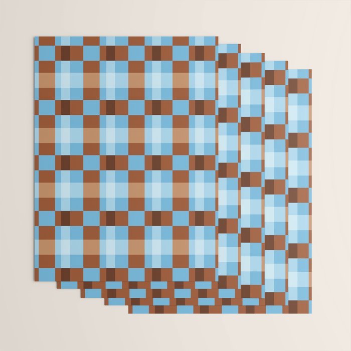Checker Plaid - blue brown Wrapping Paper Gallery Image 3