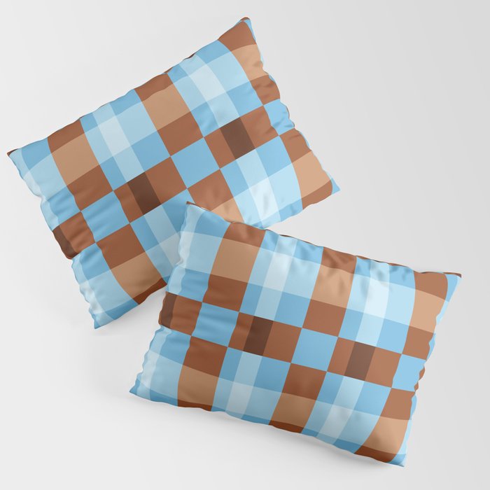 Checker Plaid - blue brown Pillow Sham Gallery Image 3