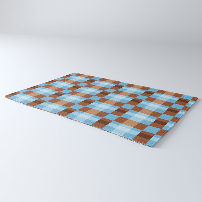 Checker Plaid - blue brown Rug Gallery Image 3