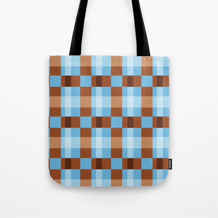 Checker Plaid - blue brown Tote Bag Gallery Image 1