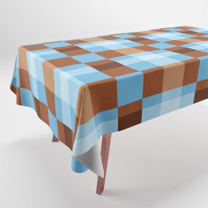 Checker Plaid - blue brown Tablecloth Gallery Image 1