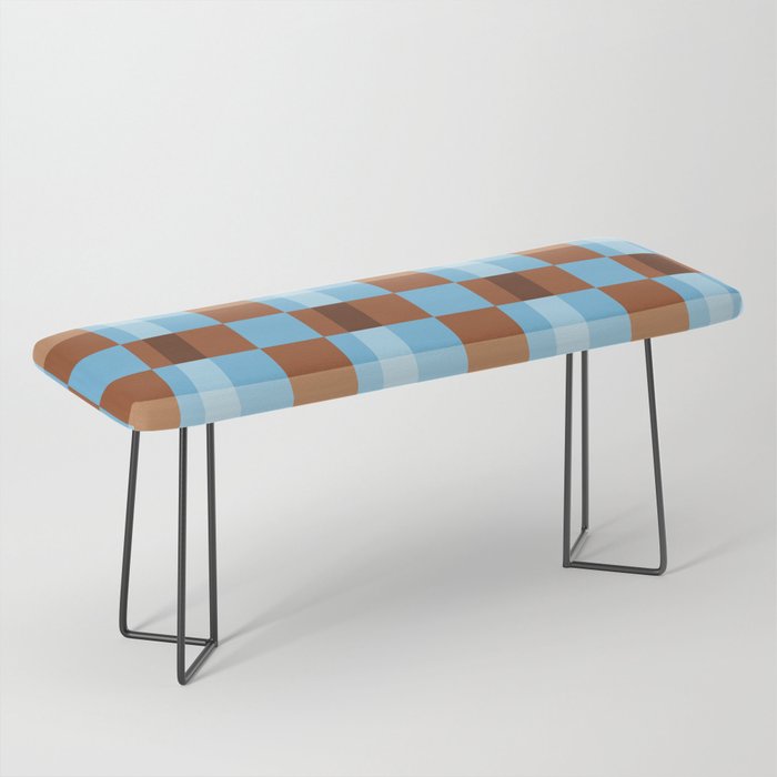Checker Plaid - blue brown Bench Gallery Image 1