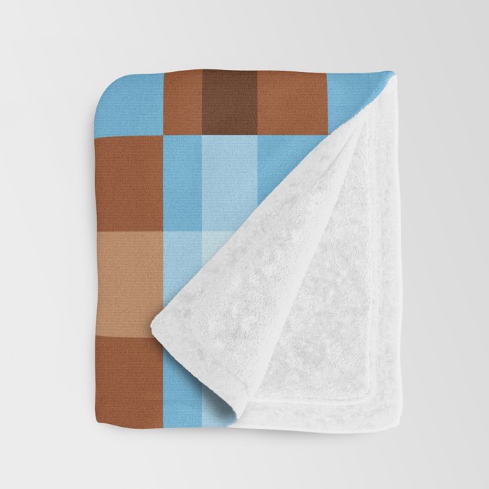 Checker Plaid - blue brown Throw Blanket Gallery Image 3