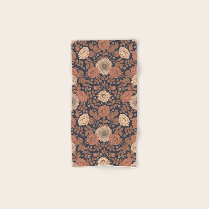 Peach, Dusty Rose, Mauve & Blue-Gray Floral Pattern Towels Gallery Image 1