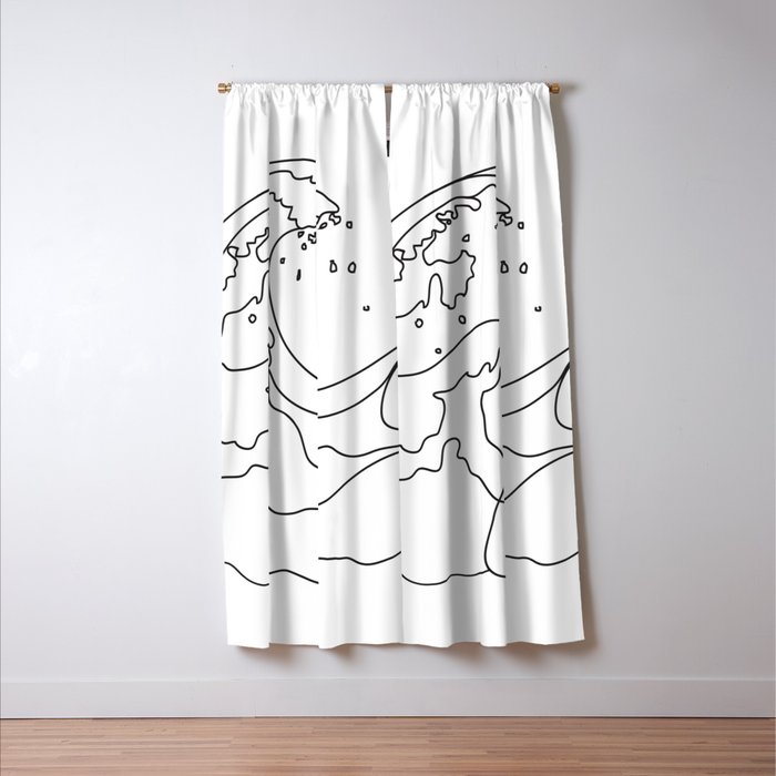 Minimal Line Art Ocean Waves Window Curtain Gallery Image 3