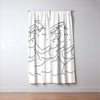 Minimal Line Art Ocean Waves Window Curtain Gallery Image 3