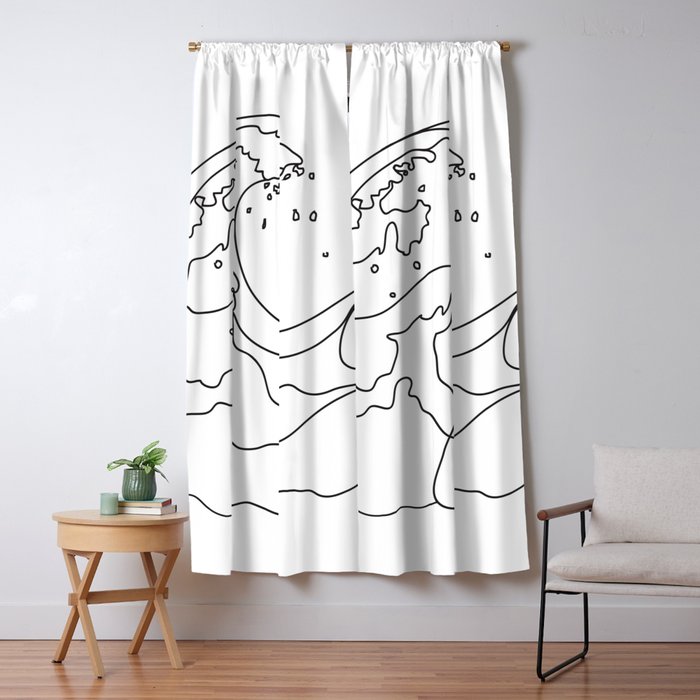 Minimal Line Art Ocean Waves Window Curtain Gallery Image 5