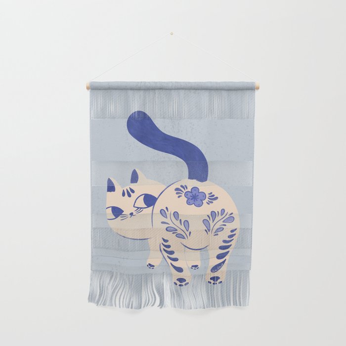 Purrcelin Cat - Pretty Delft Porcelain Kitty Wall Hanging Gallery Image 1