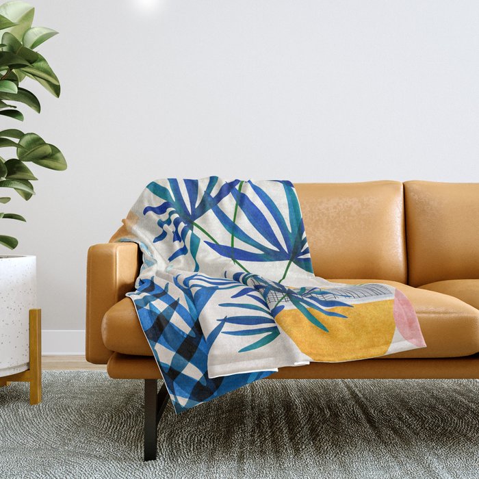 Blue Morocco Sunny Garden Throw Blanket Gallery Image 1