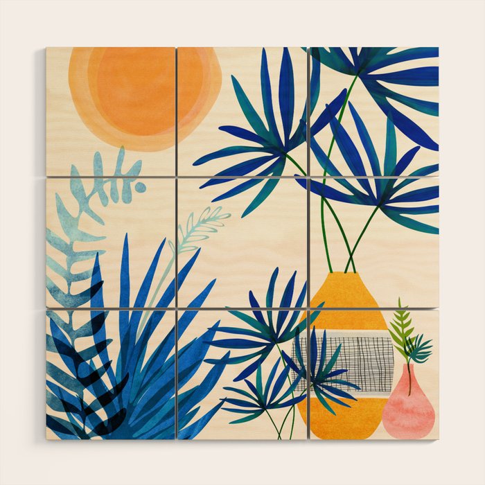 Blue Morocco Sunny Garden Wood Wall Art Gallery Image 1