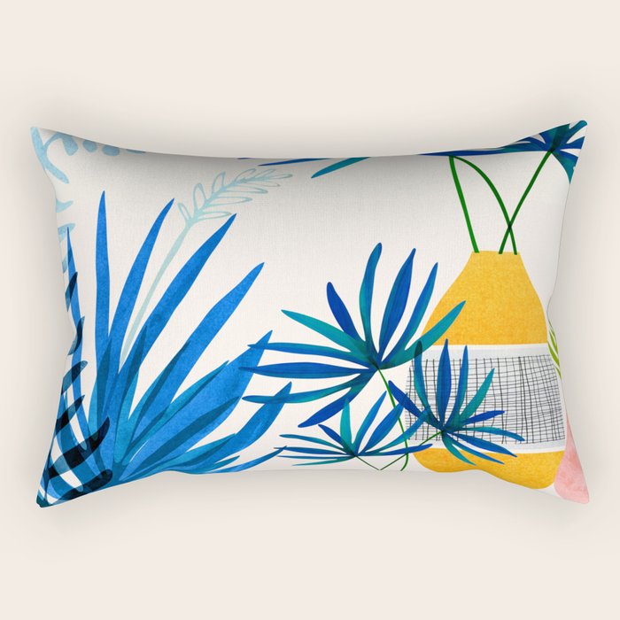 Blue Morocco Sunny Garden Rectangular Pillow Gallery Image 2
