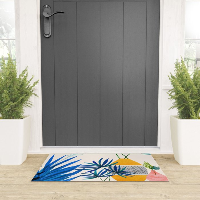 Blue Morocco Sunny Garden Welcome Mat Gallery Image 3