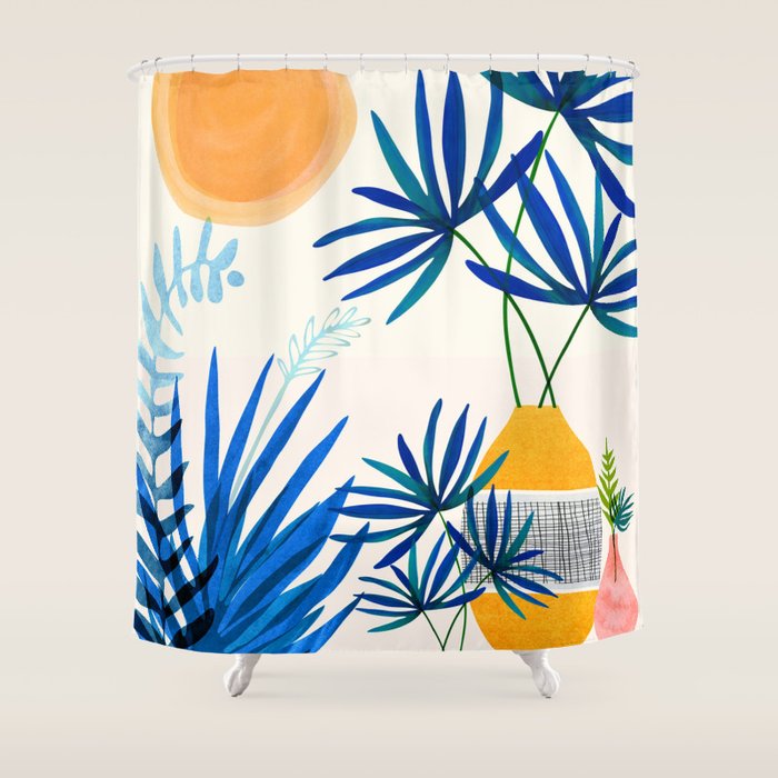 Blue Morocco Sunny Garden Shower Curtain Gallery Image 1