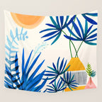 Blue Morocco Sunny Garden Wall Tapestry Gallery Image 4
