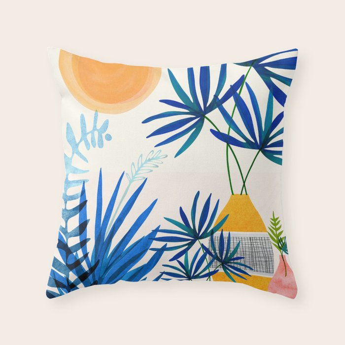 Blue Morocco Sunny Garden Throw Pillow Gallery Image 6