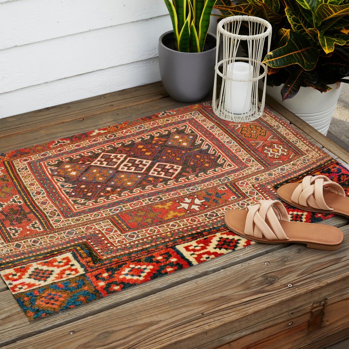 Luri Bakhtiari  Antique West Persian Bag Face Print Outdoor Rug Gallery Image 2